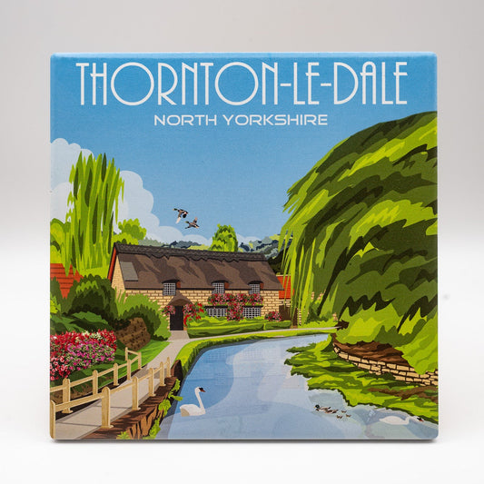 Poster of Thornton-le-Dale, North Yorkshire with a scenic illustration of a village.